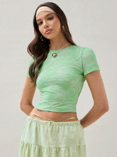 Women's Summer Casual Solid Color Lace Slim Cropped Shirt